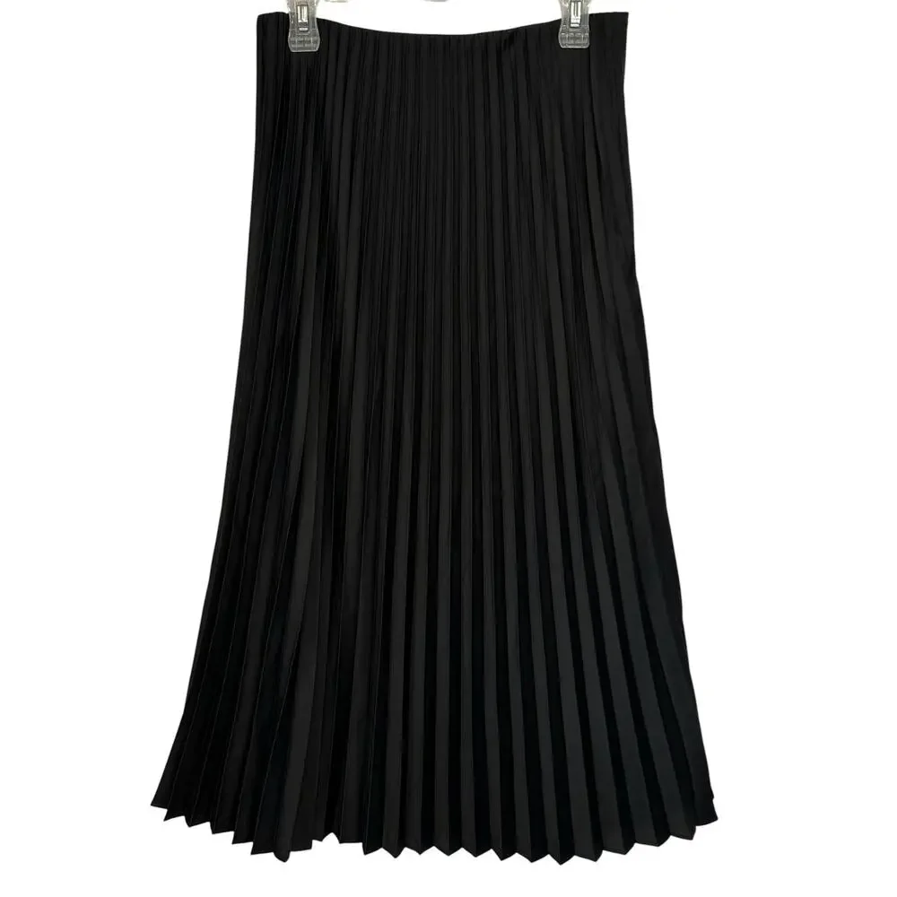 J. Crew Gwyneth Pleated Slip Skirt Black BN757 Size S